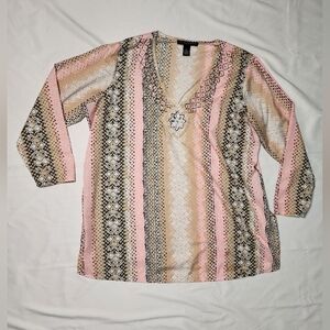 Grace Elements Womens Striped Long Sleeve Blouse